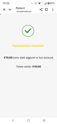 Conferma deposito con Postepay su SNAI