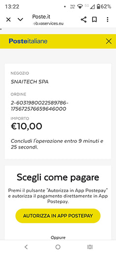 Reindirizzamento sul sito di Postepay
