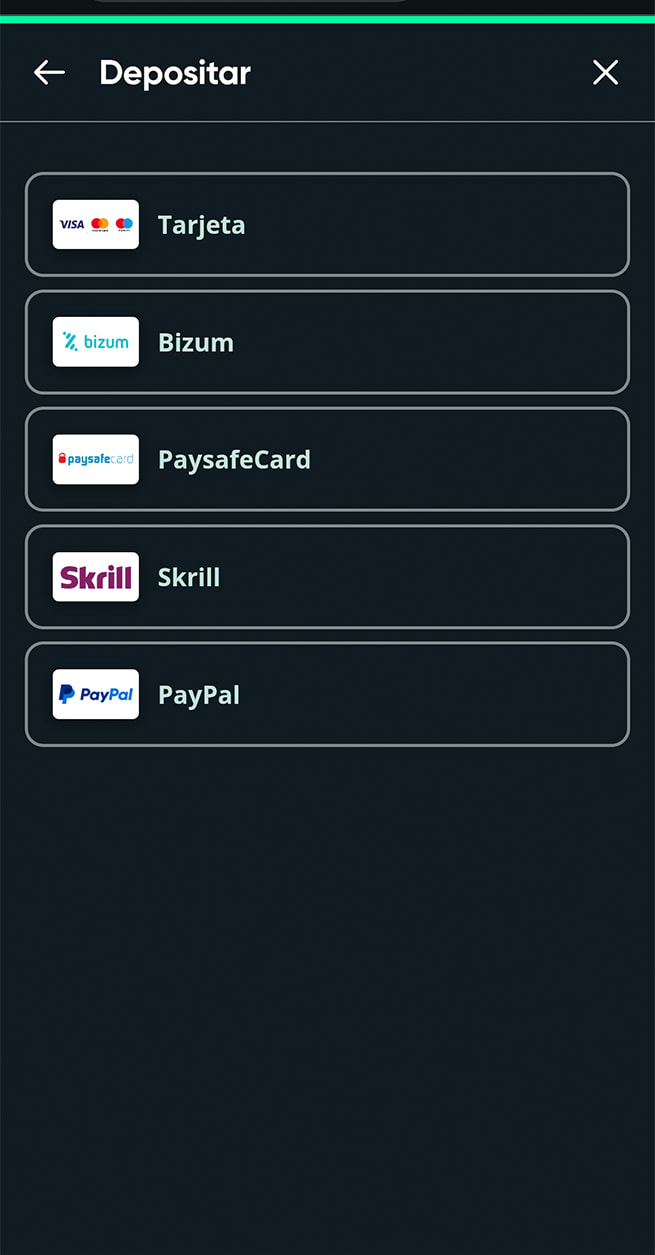Cajero de SpeedyBet con PaysafeCard entre los métodos de depósito