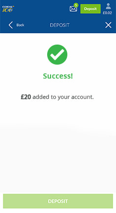 Deposit Successful Message at Coral