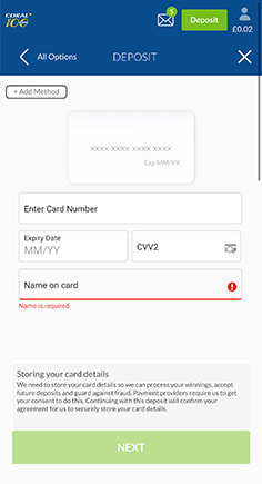 Coral Casino Cashier with Debit Card Payment Details