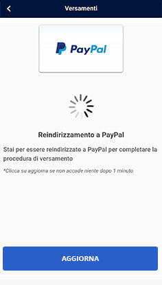 Reindirizzamento da William Hill a PayPal